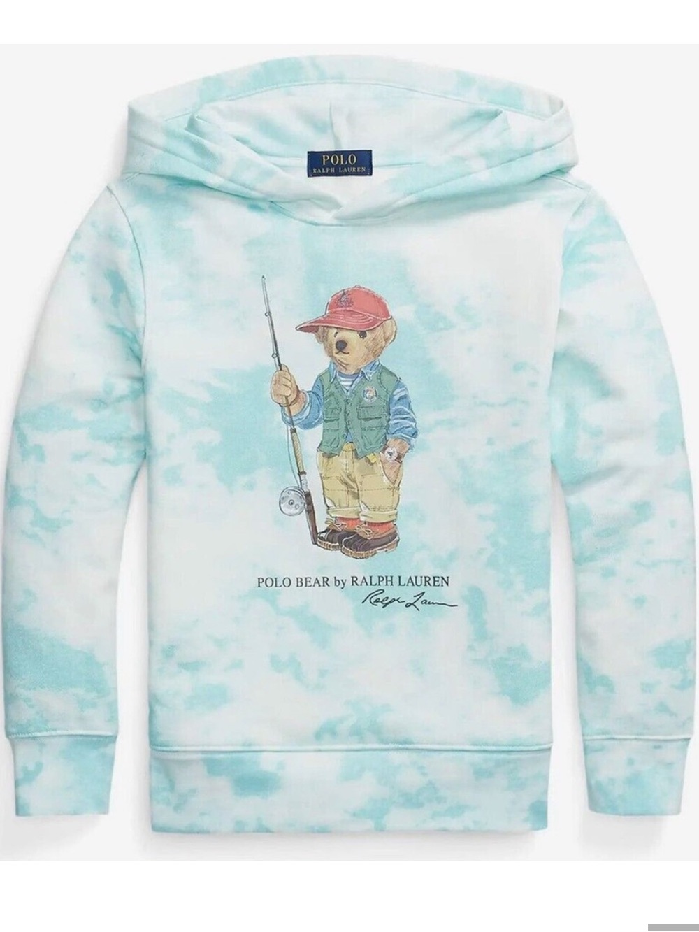 RALPH LAUREN Youth Polo Bear Tie-Dye Print Fleece Hoodie